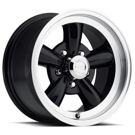 15x7 American Muscle 141H Legend 5 Black Machined Wheel 5x4.75 (6mm)