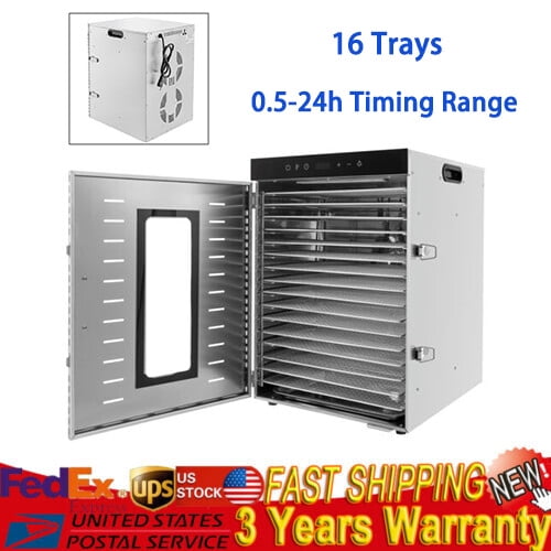 16-Tray Dryer Commercial Food Dehydrators Stainless Steel Drying Machine 1350W