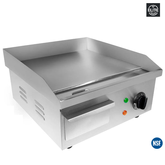 16 in. Countertop Electric Griddle Flat Top Grill Stainless Steel NSF Certified 1750W Griddle