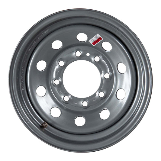 16" x 6" - 8 Lug Silver Mod Solid Steel Trailer Wheel Rim - 8 x 6.5" Bolt Pattern