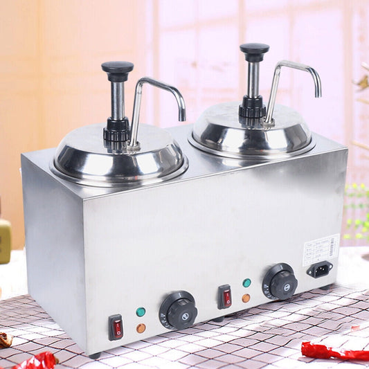 1600W Electric Warmer Pump Condiment Dispenser 2x2L Cheese Sauce Butter Melter for Homes, Restaurants