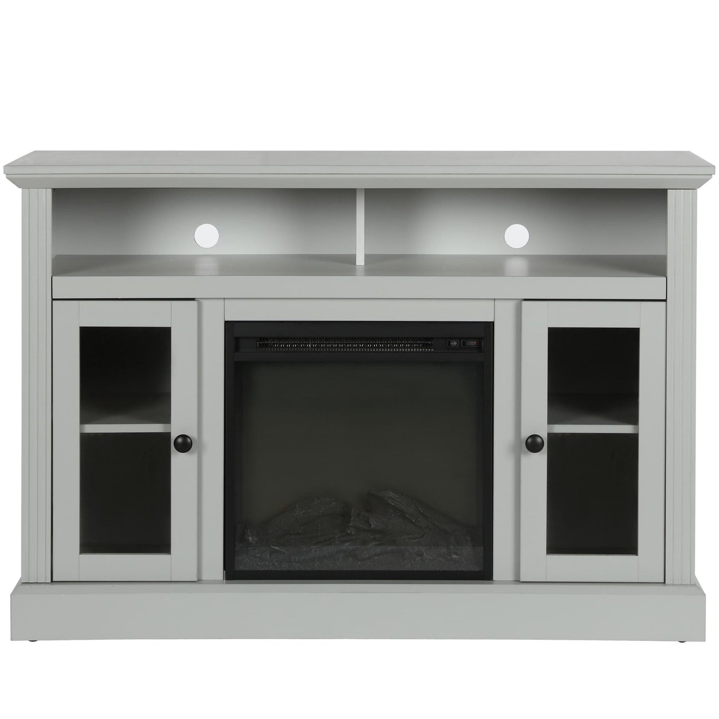 Ameriwood Home 47.24-in W Dove Gray TV Stand with Fan-forced Flat wall Electric Fireplace