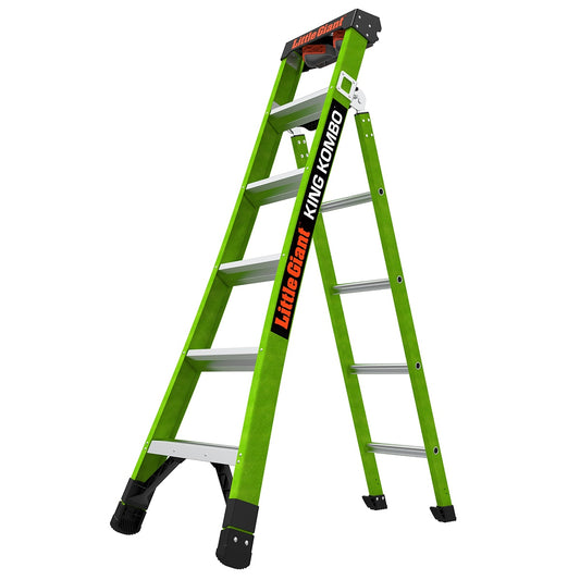 Little Giant Ladders King Kombo 2 Pro M6 6-ft Fiberglass Type 1aa- 375-lb Load Capacity Step Ladder 13906-002