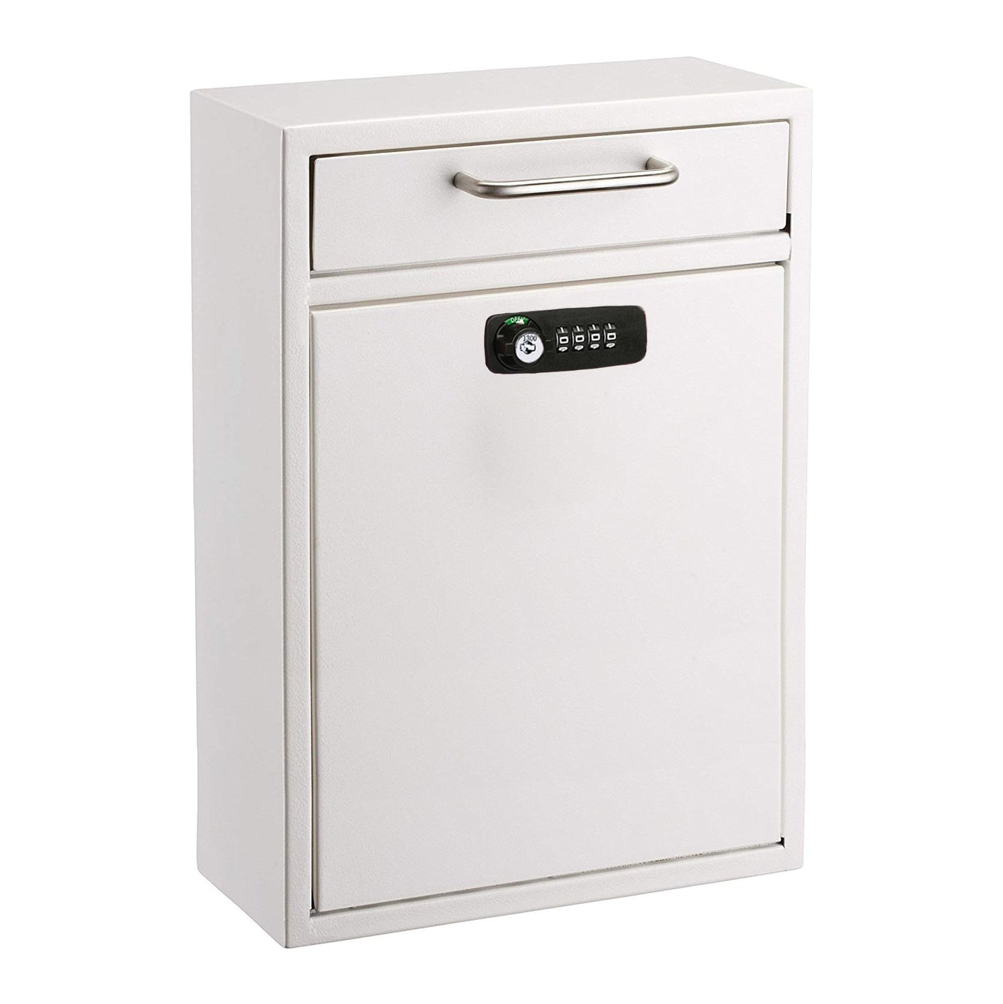 AdirOffice Wall Mount White Metal Standard Lockable Mailbox 631-04-WHI-KC