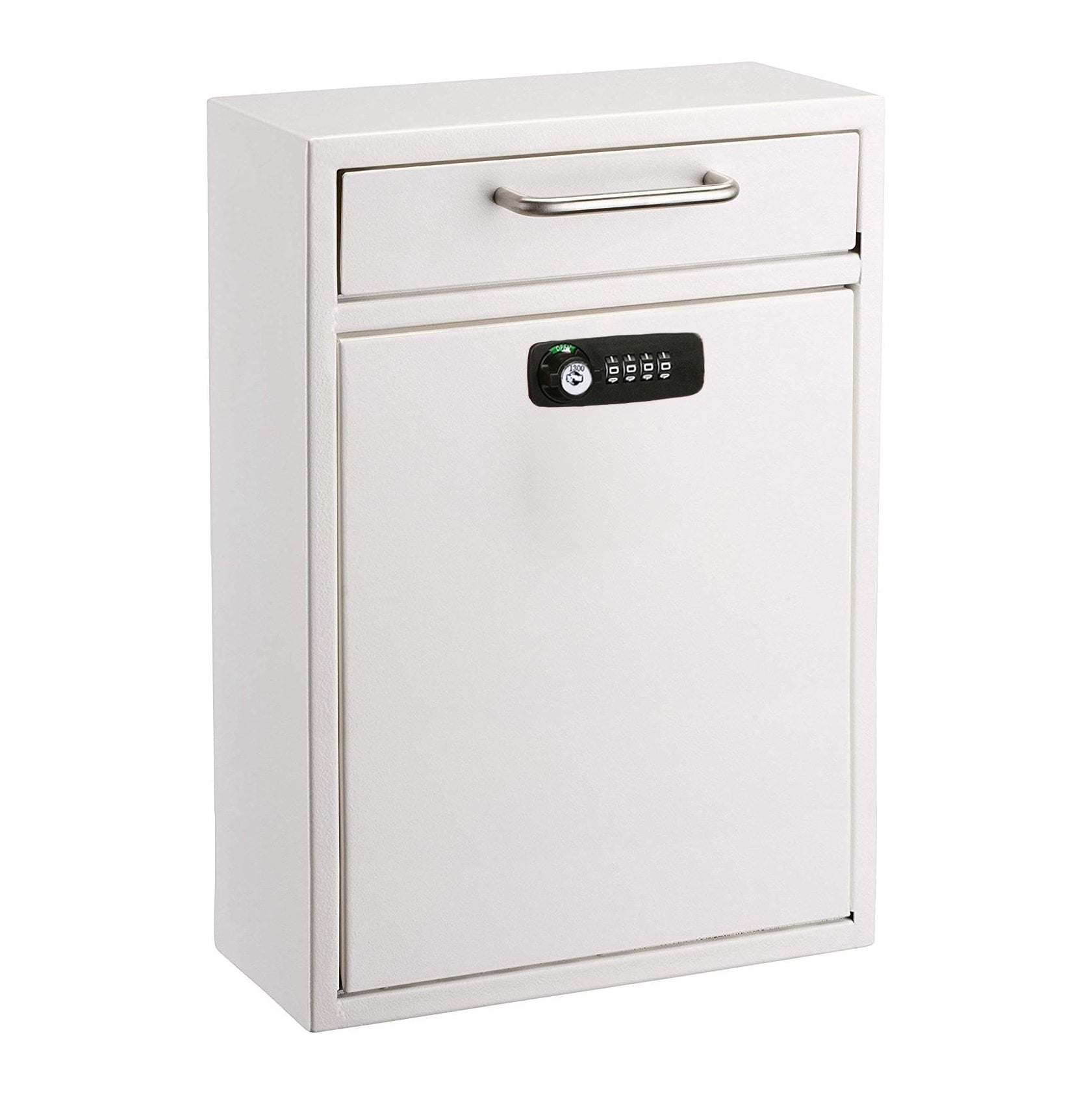 AdirOffice Wall Mount White Metal Standard Lockable Mailbox 631-04-WHI-KC