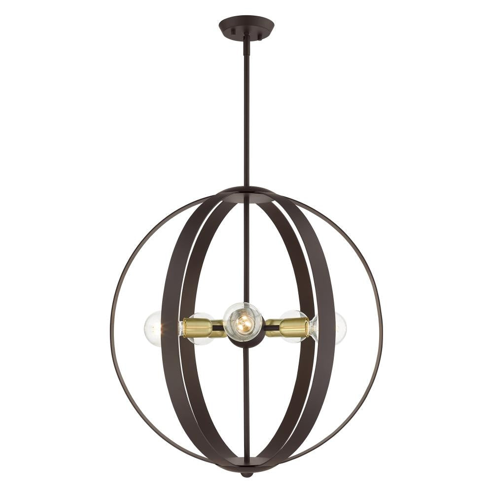 Livex Lighting Modesto 5 -Light Matte Bronze Industrial For Use in Bathrooms, Bedrooms, Dining Rooms, Foyers, Kitchens, Living Rooms Chandelier