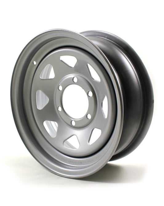 16x6 6-Lug on 5.5" Silver Spoke Trailer Wheel