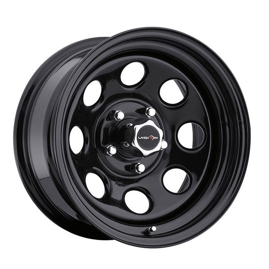 16x7 Vision HD 85H Soft 8 Gloss Black Wheel 5x5 (0mm) CAPS SEPARATE