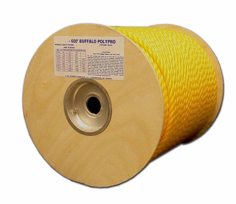 T.W. Evans Cordage 0.5-in x 600-ft Twisted Polypropylene Rope (By-the-Roll) 80-030