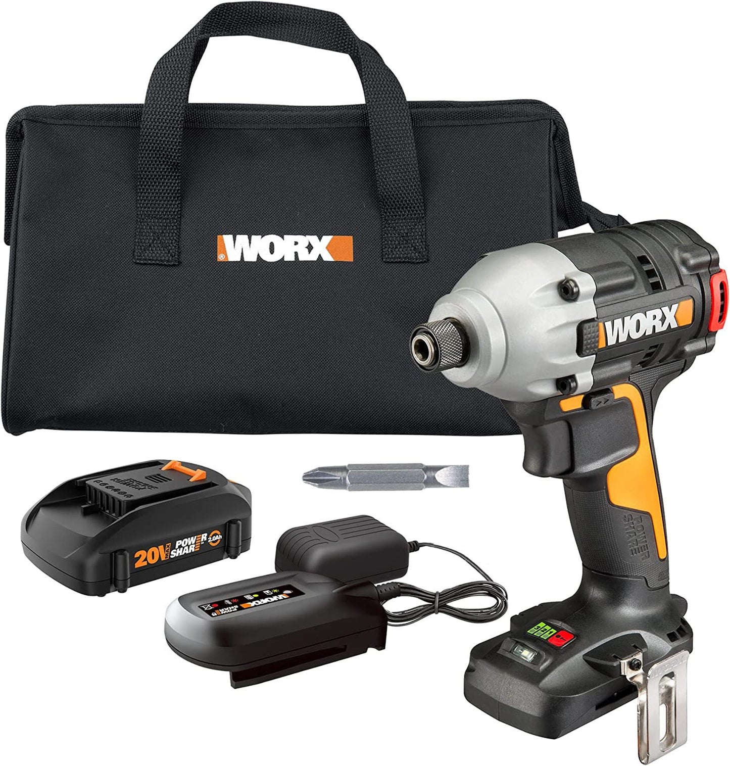 WORX Nitro Power Share 20-volt Max 1/4-in Cordless Impact Driver (1-Battery Included, Charger Included and Soft Bag included) WX261L