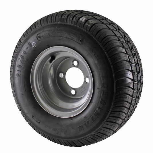 18.5X8.5-8 Loadstar Trailer Tire LRC on 4 Bolt Silver Wheel