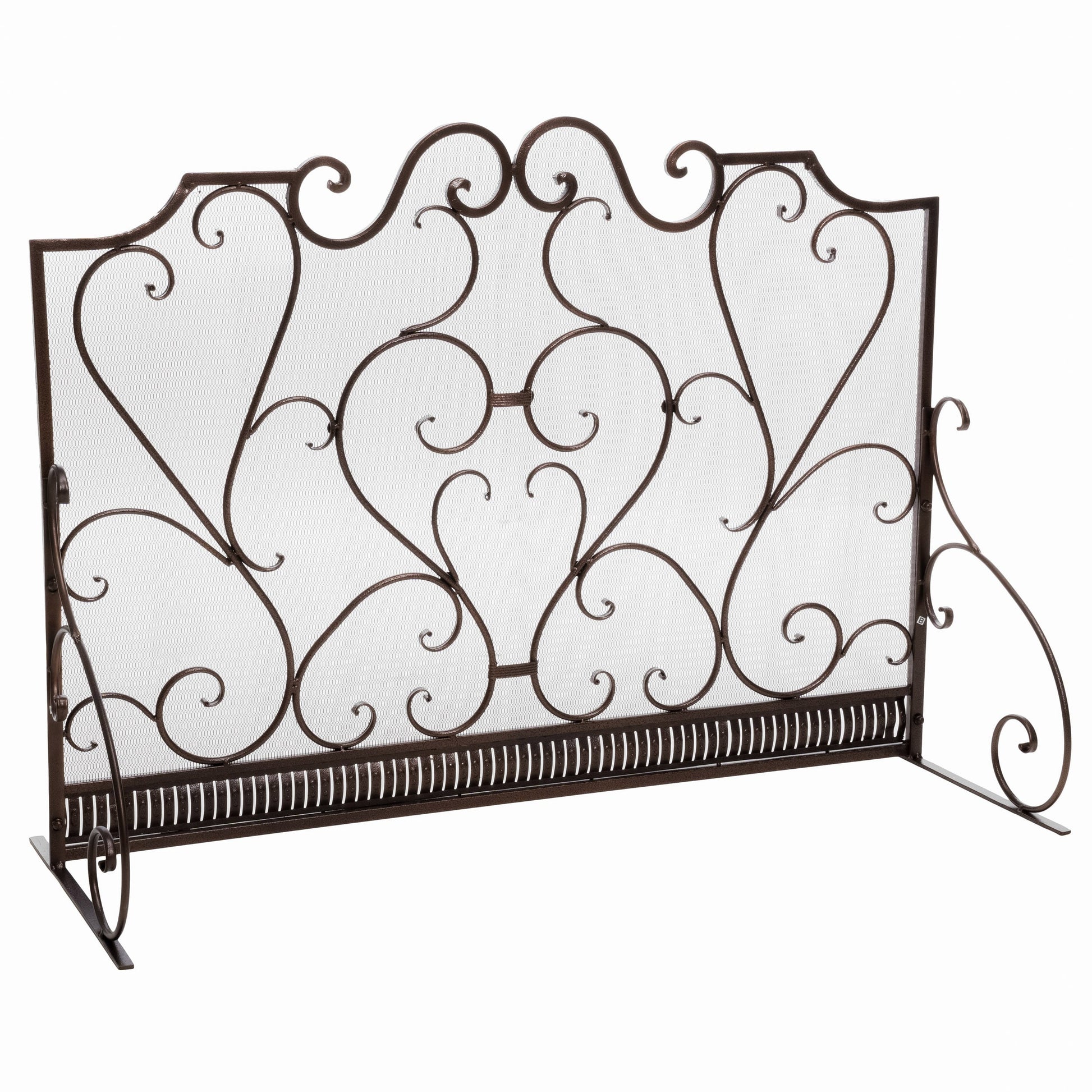Best Selling Home Decor Claridge Fireplace Screen - Gold Flower on Black - Iron - Scroll Design - Spark Guard Included 295451