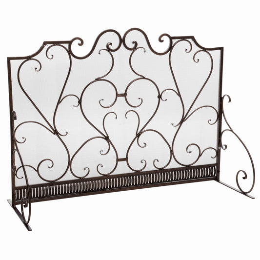 Best Selling Home Decor Claridge Fireplace Screen - Gold Flower on Black - Iron - Scroll Design - Spark Guard Included 295451