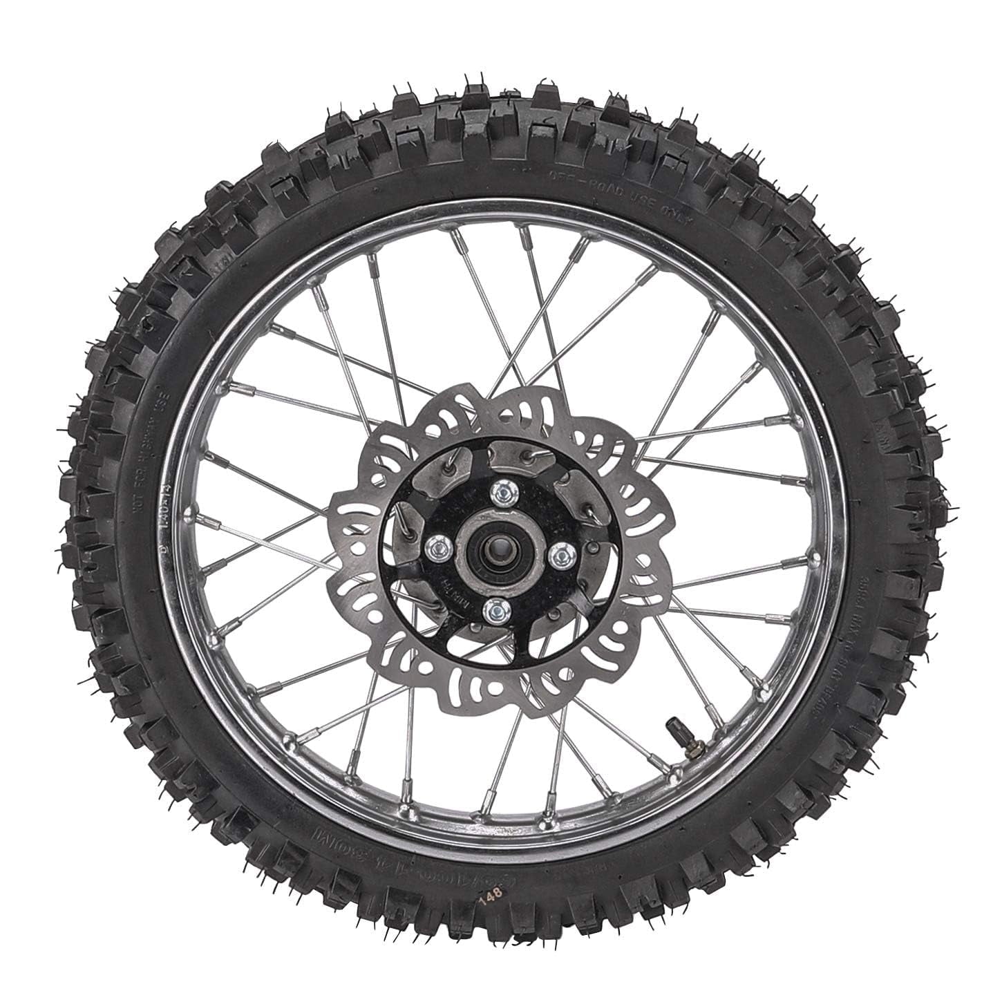 2.50-14 14" Front Wheel 60/100-14 Tire 1.4x14 Rim with 12mm Bearing & 190mm Brake Disc Rotor Assembly for Dirt Pit Bikes Trail Bike Off Road Motorcycle SSR Taotao Apollo 70cc 90cc 110cc 125cc