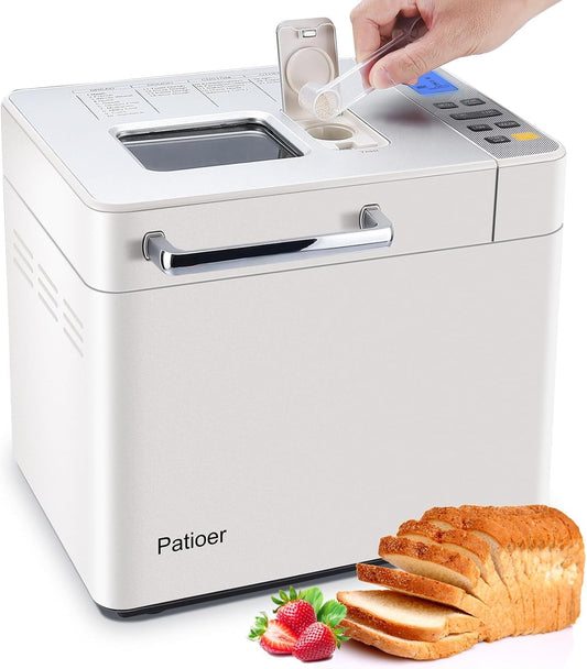 2 LB Bread Maker with Yeast & Nut Dispenser, 21-in-1 Programmable Compact Bread Machine 3 Loaf Sizes 3 Crust Colors