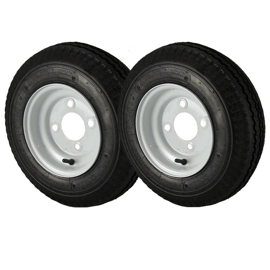 Kenda Loadstar 4.80x8 Trailer Tires Load Range C on 4x4.0" Bolt Pattern White Wheels, 2-Pack