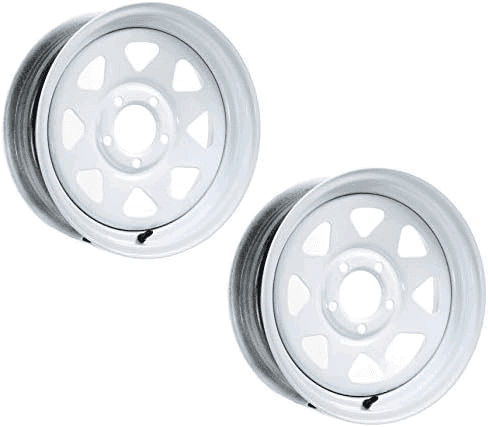 2-Pack Trailer Wheel Rim 15X5 5 Lug On 4.5 in. Center White Spoke