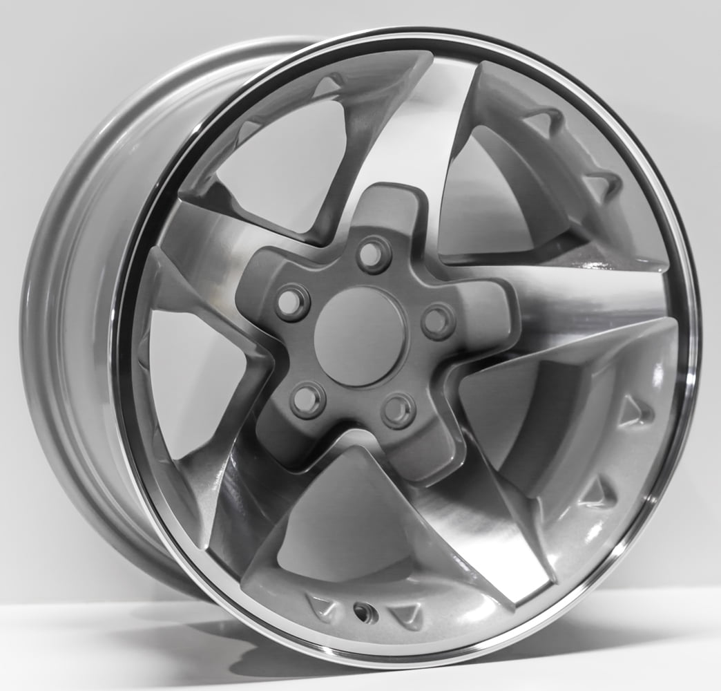 2001 - 2005 Chevrolet S10 Extreme Blazer, S10 Truck, GMC Sonoma Replacement Wheel 16X"8" Aftermarket 5 Lug on 95.25mm/3.75" Bolt Diameter, -6mm offset, 5 Spoke, Silver Machined