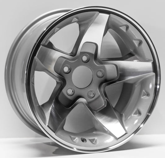 2001 - 2005 Chevrolet S10 Extreme Blazer, S10 Truck, GMC Sonoma Replacement Wheel 16X"8" Aftermarket 5 Lug on 95.25mm/3.75" Bolt Diameter, -6mm offset, 5 Spoke, Silver Machined