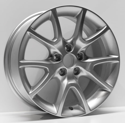 2013-2016 Dodge Dart Replacement Wheel 17"x7.5" 5 lug on 139.7mm/5.5" 46mm offset, 10 Spoke, Silver (Crystal Granite) Painted