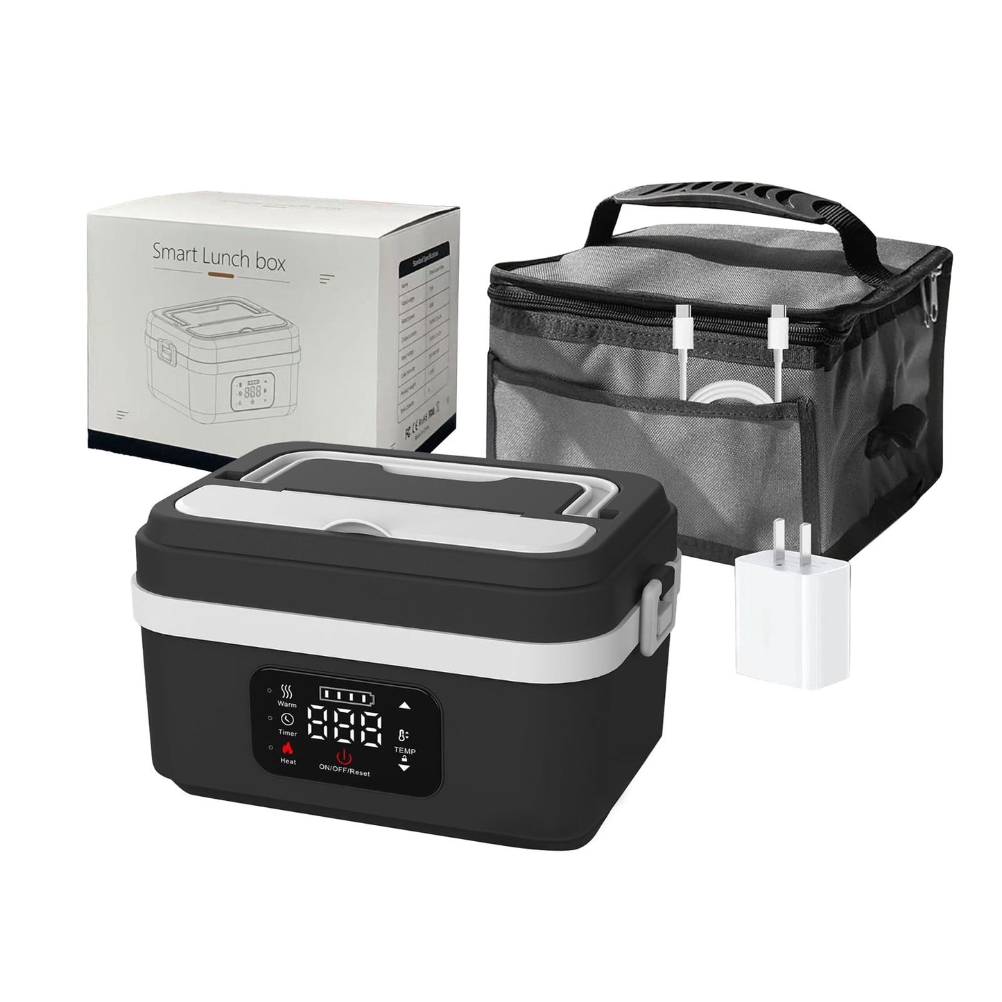 2026 New Cordless Electric Lunch Box for Adults, 200℉ 6 Adjustable Levels 1L Portable Self-Heating Food Warmer, 16000mAh Rechargeable Auto Heated Lunch Box  for Office, Picnic Work Car & Outdoor Use
