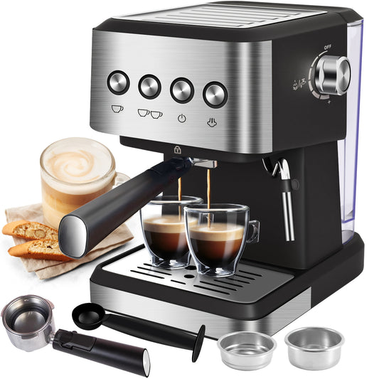 20Bar Espresso Machine with Milk Frother - Fast Heat, Rich Flavor, Detachable Tank, Compact for Home, Office, RV - Ideal for Espresso, Latte, Cappuccino Lovers