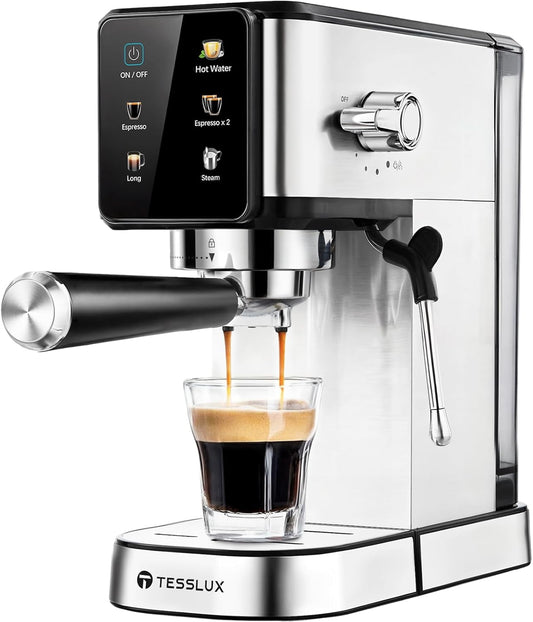 20Bar Espresso Machine with Dual Boiler, LCD Touch Control & Milk Frother | Compact Home Coffee Maker for Cappuccino & Latte