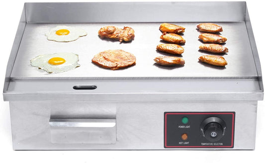 22"Commercial Electric Griddle Electric Countertop Griddle 1600W Restaurant Grill BBQ Flat Top Stainless Steel Long Griddle Electric Nonstick Adjustable Thermostatic Control for Kitchen 110V