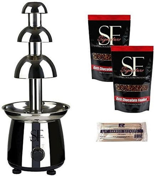 22" Entertainer Home Stainless Steel Chocolate Fountain with Chocolate (3.5 Lbs.)