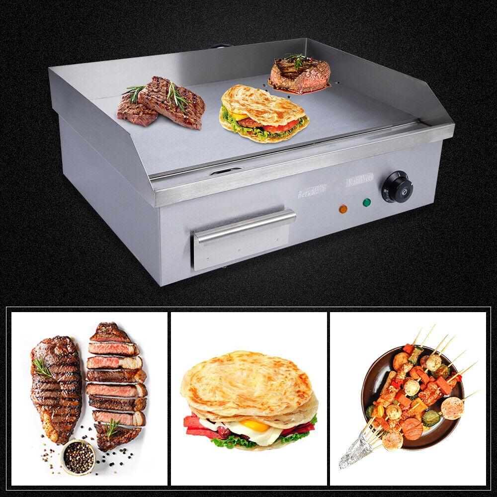 22" Portable Countertop BBQ Griddle Commercial Electric Flat Top Grill Hot Plate 3000w