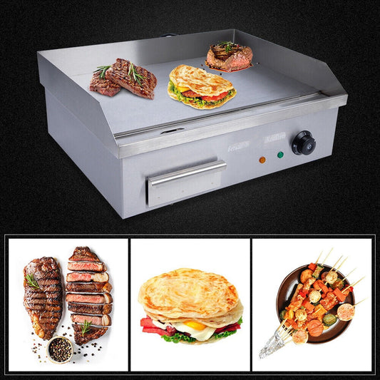 22" Portable Countertop BBQ Griddle Commercial Electric Flat Top Grill Hot Plate 3000w