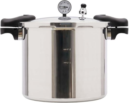 22L/23 Quart Pressure Canner, Aluminium Alloy Pressure Cooker with Pressure Gauge, for Gas Stoves, Electric Ceramic Stoves and Electric Furnaces
