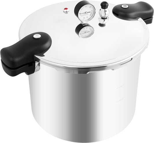 22Qt  Pressure Canners for Canning, Pressure Cooker, Heavy Duty Aluminum Alloy with Dual Safety Valves, Large Capacity, Canning Vegetables, Meats, Poultry, Silver