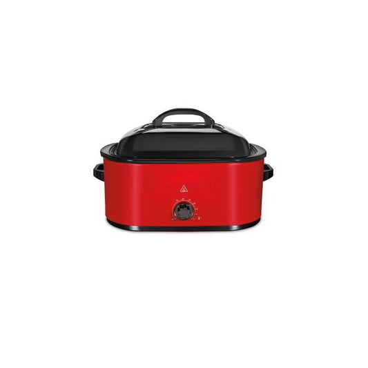 22qt Red 32235G: 3 Settings, 1450W, Dishwasher-Safe Parts, Turkey Roaster, Slow Cooker