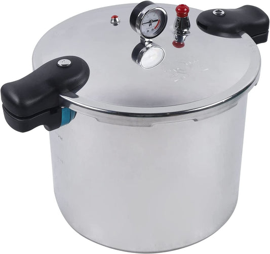 23 Quart Pressure Canner and Cooker with Pressure Gauge 10PSI Explosion Proof Safety Valve Extra-Large Size for Big Canning Jobs, Gas Stoves