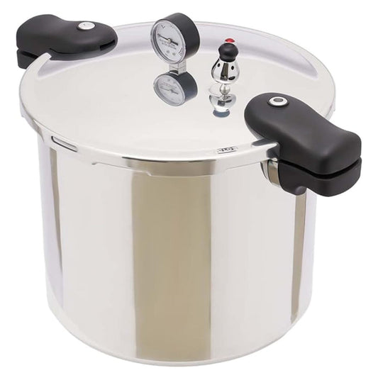 23 Quart Pressure Cooker, 22L Aluminum Pressure Canner with Gauge, Large Capacity for Family Cooking, Gas/Electric Stove Compatible