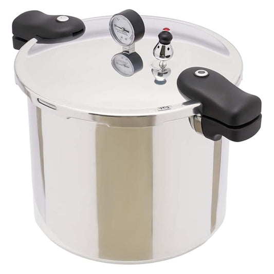 23 Quart Pressure Cooker, 22L Aluminum Pressure Canner with Gauge - Large Capacity for Family Cooking, Gas/Electric Stove Top