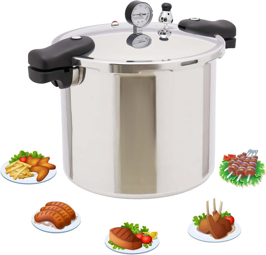 23 Quart Pressure Cooker, 90kpa Large Pressure Canner Cooker Kitchen Explosion Proof Safety High Pressure Cooking Pot, Built-in Luxury Digital Pressure Gauge, for Home Commerical