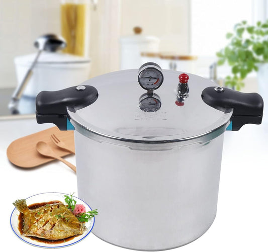 23 Quart Pressure Cooker Aluminum Pressure Canner for Canning with Pressure Gauge for Home and Restaurant Steaming and Stewing