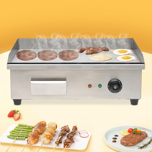 24"Commercial Electric Griddle Electric Countertop Griddle 3000W Restaurant Grill BBQ Flat Top 430 Stainless Steel Long Griddle Electric Nonstick Adjustable Thermostatic Control for Kitchen 110V