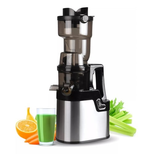 250W Stainless Steel Slow Masticating Juicer – Cold Press Juicer with 100mm Large Feed Chute for Vegetables and Fruits, Easy to Clean, Nutrient-Rich Juice Extraction