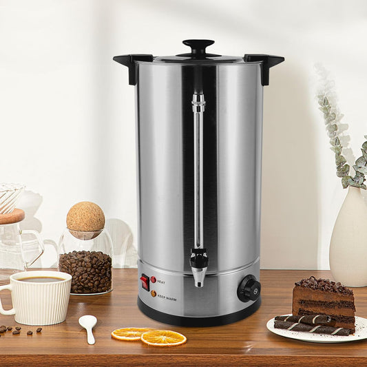 25L/6.6gal Tea Urn Coffee, 1.4kw  Large Coffee Maker Automatic Hot Water Boiler Percolator Coffee Pot Electric Kettle Portable Hot Drink Dispenser for Cafes, Home, Party, Office
