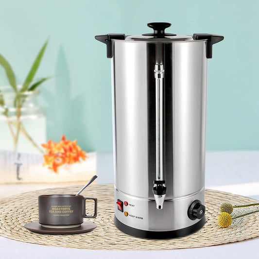 25L/6.6gal Tea Urn Coffee  Grade Stainless Steel Electric Kettle Hot Water Boiler  Catering Hot Water Kettle Electric Coffee Urn for Home Party Office Wedding