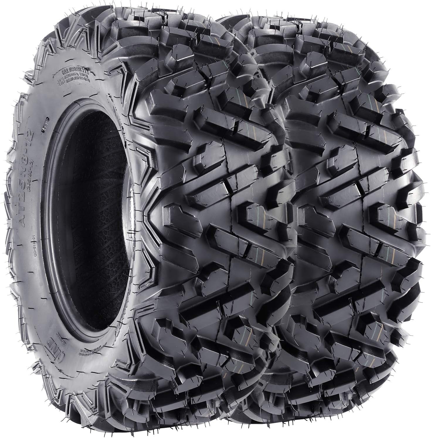 25x8-12 6PR ATV Tires,25x8x12 All Terrain ATV UTV Off-Road Tires(Set of 2,Tubeless)