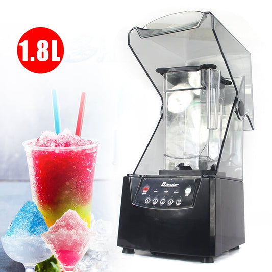 2600W Commercial Smoothie Maker Blender with Soundproof Cover, Low Noise 1.8L/0.48Gallon Fruit Juicer Ice Smoothie Mixer Blender