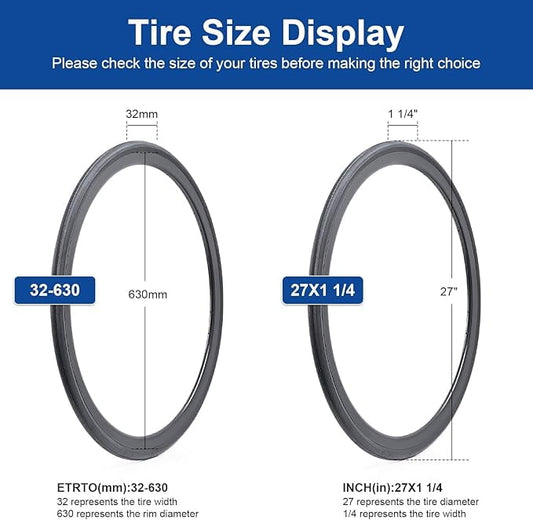 27x1 1/4 (32-630) Road Bike Tires 27 inch Bicycle tire Suitable for 27 x 1 1/4 27x1.25 City/Road/Commuter Folding Replacement Bike Tire (Single)