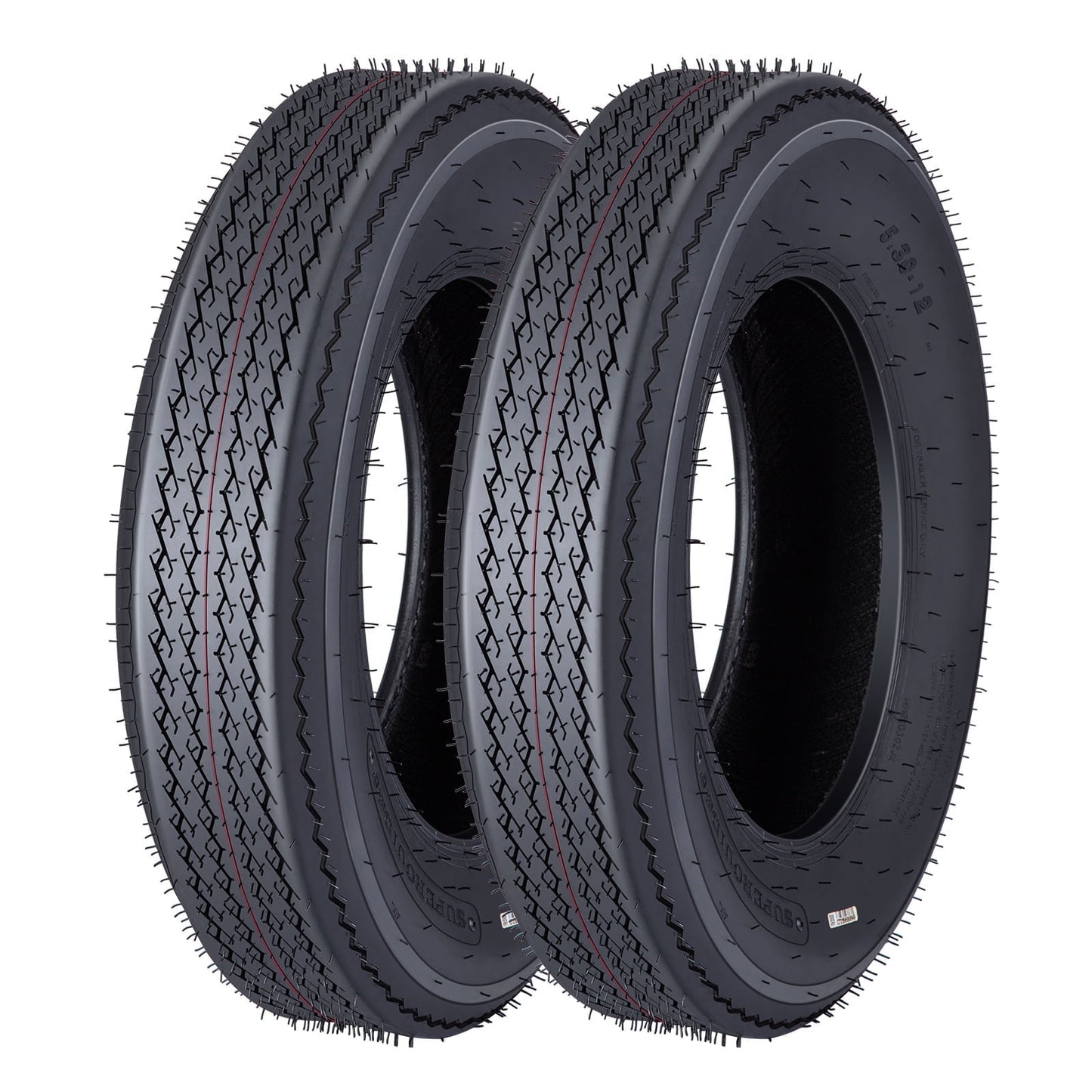 2PCS WhizMax Trailer tire, 5.30-12 rubber RV trailer tire, load range C, 6PR
