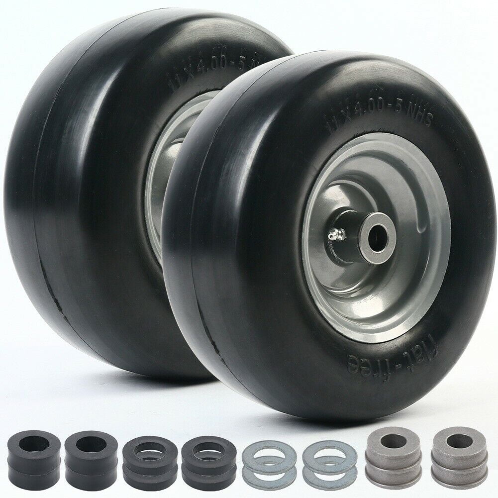 2Pack 11x4.00-5'' Lawn Mower Tire on Wheel Flat Free Smooth Tread Tire Zero Turn
