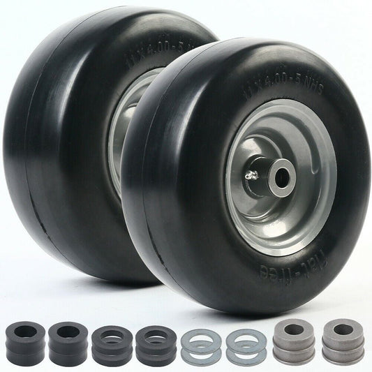 2Pack 11x4.00-5'' Lawn Mower Tire on Wheel Flat Free Smooth Tread Tire Zero Turn