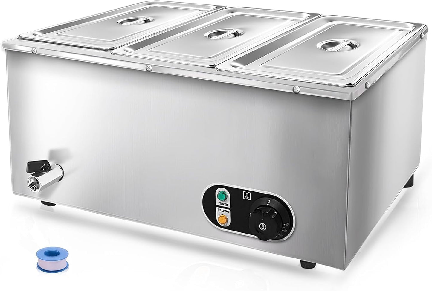 3-Pan Commercial Food Warmer,21 Qt Electric Countertop Food Warmer,Stainless Steel Buffet Bain Marie Servers With Temp Control